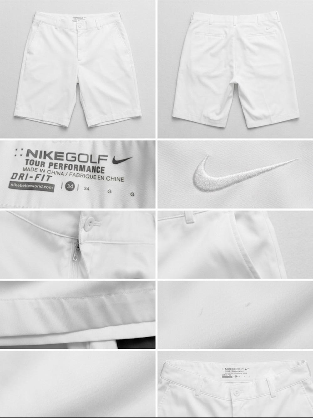 Nike Men’s White Tour Performance Golf Shorts